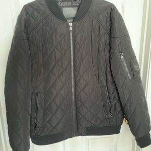 Men's Black Quilted Bomber Jacket NWOT